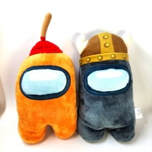 Set 2 AMONG US Official Innersloth Toikido Series 2 Orange Plunger Viking Plush